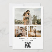QR-Code Minimalistisches White Wedding Foto Einladung (Vorderseite)