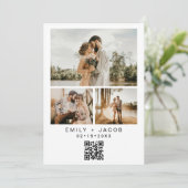 QR-Code Minimalistisches White Wedding Foto Einladung (Stehend Vorderseite)