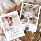 QR-Code Minimalistisches White Wedding Foto Einladung