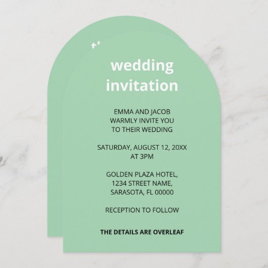 QR Code Mint Grün in einer Hochzeitseinladung Einladung (Vorne/Hinten)