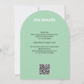 QR Code Mint Grün in einer Hochzeitseinladung Einladung (Rückseite)