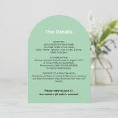 QR Code Minze Green Wedding Details Card Einladung (Stehend Vorderseite)