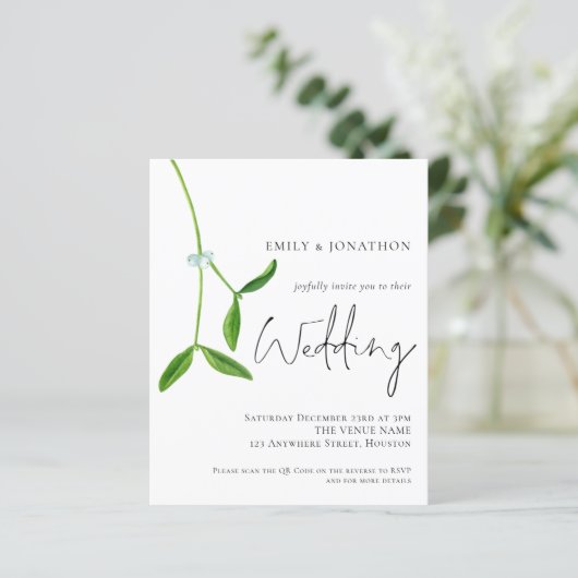 QR Code Mistletoe Weihnachtsaufenthalt Einladung (Stehend Vorderseite)