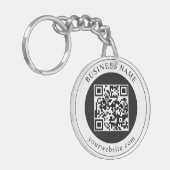 QR-Code mit bearbeitbarem Firmennamen Schlüsselanhänger (Vorderseite links)