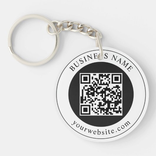 QR-Code mit bearbeitbarem Firmennamen Schlüsselanhänger (Vorderseite)