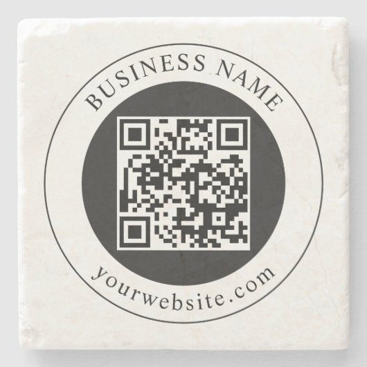 QR-Code mit bearbeitbarem Firmennamen Steinuntersetzer (Vorderseite)