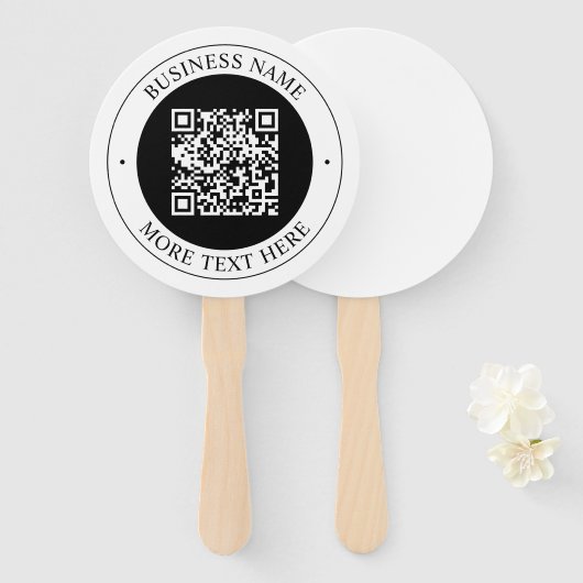 QR-Code mit bearbeitbarem kreisförmigem Text und G Fächer (Vorne und Hinten)