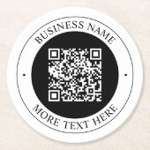 QR-Code mit bearbeitbarem kreisförmigen Text und G Runder Pappuntersetzer (Vorderseite)
