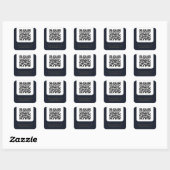 QR Code mit benutzerdefiniertem Text, blau elegant Quadratischer Aufkleber (Blatt)