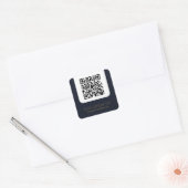 QR Code mit benutzerdefiniertem Text, blau elegant Quadratischer Aufkleber (Umschlag)