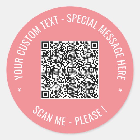 QR-Code mit benutzerdefinierter Textaufklebervorla Runder Aufkleber (Vorderseite)