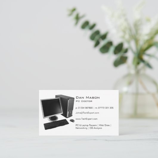 QR-Code mit Beruflicher eleganter Computerreparatu Visitenkarte (Stehend Vorderseite)