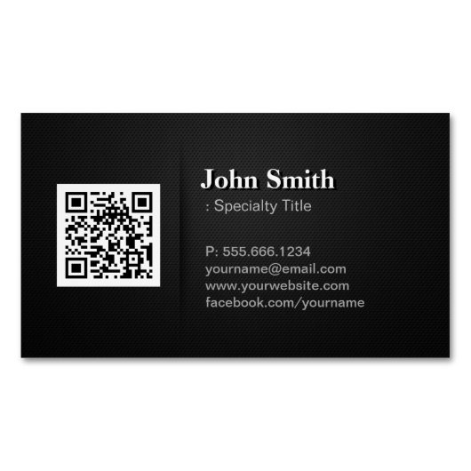 QR Code mit beruflicher eleganter schwarzer Masche Magnetische Visitenkarte (Vorderseite)
