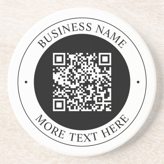 QR-Code mit editierbarem Firmenname und kreisförmi Getränkeuntersetzer (Vorne)