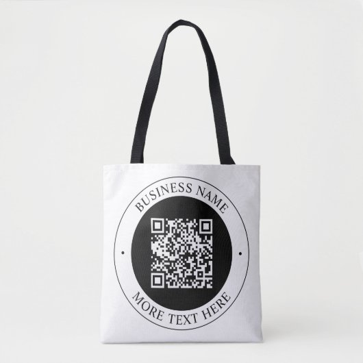 QR-Code mit editierbarem Firmenname und kreisförmi Tasche (Vorderseite)
