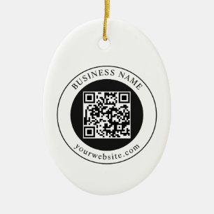 QR-Code mit editierbarem Firmennamen Keramik Ornament