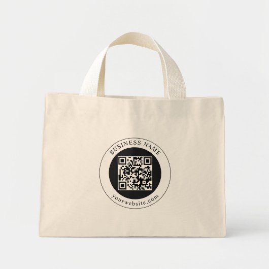 QR-Code mit editierbarem Firmennamen Mini Stoffbeutel (Vorne)