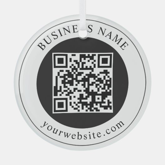QR-Code mit editierbarem Firmennamen Ornament Aus Glas (Vorderseite)