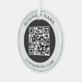QR-Code mit editierbarem Firmennamen Ornament Aus Glas (Vorderseite links)