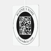 QR-Code mit editierbarem Firmennamen Ornament Aus Metall (Vorderseite links)