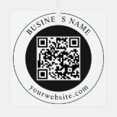 QR-Code mit editierbarem Firmennamen Ornament Aus Metall (Vorderseite)
