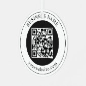 QR-Code mit editierbarem Firmennamen Ornament Aus Metall (Vorderseite links)