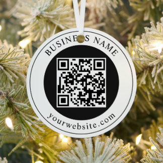 QR-Code mit editierbarem Firmennamen Ornament Aus Metall