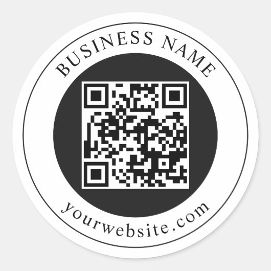QR-Code mit editierbarem Firmennamen Runder Aufkleber (Vorderseite)