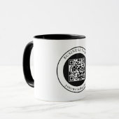 QR-Code mit editierbarem Firmennamen Tasse (Vorderseite Links)