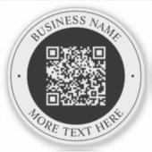 QR-Code mit editierbarem Firmennamen und kreisförm Aufkleber (Vorderseite)