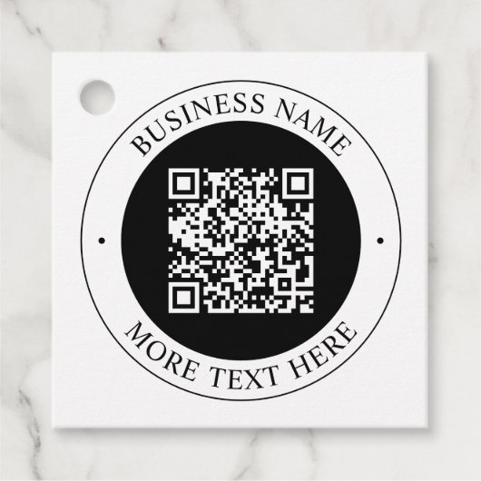 QR-Code mit editierbarem Firmennamen und kreisförm Geschenkanhänger (Vorderseite)