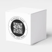 QR-Code mit editierbarem Firmennamen und kreisförm Geschenkschachtel (Vorderseite)