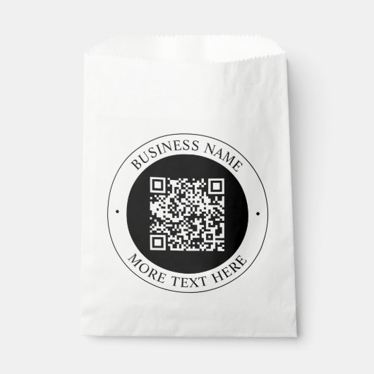 QR-Code mit editierbarem Firmennamen und kreisförm Geschenktütchen (Vorderseite)