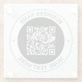QR-Code mit editierbarem Firmennamen und kreisförm Glasuntersetzer (Rückseite)
