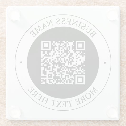 QR-Code mit editierbarem Firmennamen und kreisförm Glasuntersetzer (Rückseite)
