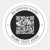 QR-Code mit editierbarem Firmennamen und kreisförm Runder Aufkleber (Vorderseite)