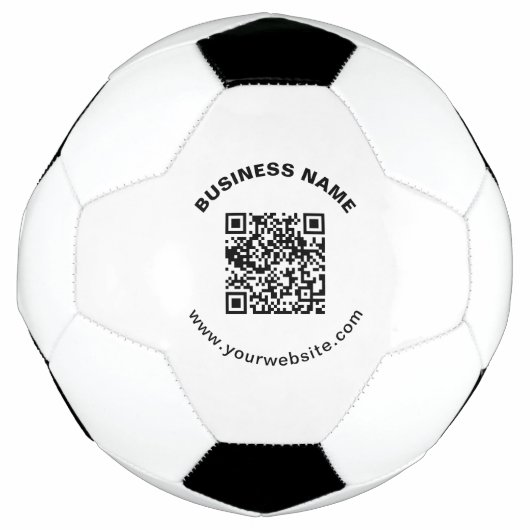 QR-Code mit Firmenname Fett Kreis Text Fußball (Vorderseite)