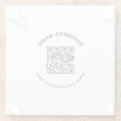 QR-Code mit Firmenname Fett Kreis Text Glasuntersetzer (Rückseite)