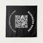 QR-Code mit Firmenname Fett Kreis Text Wandteppich (Vorderseite (Horizontal))