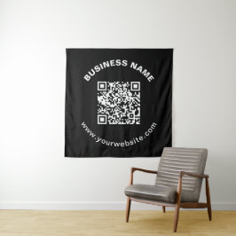QR-Code mit Firmenname Fett Kreis Text Wandteppich
