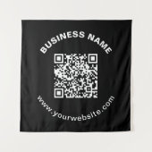 QR-Code mit Firmenname Fett Kreis Text Wandteppich (Vorderseite)
