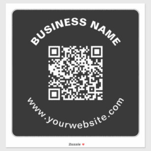 QR-Code mit Firmenname Fett Kreistext Aufkleber