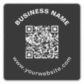 QR-Code mit Firmenname Fett Kreistext Aufkleber (Vorderseite)