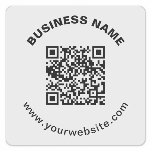 QR-Code mit Firmenname Fett Kreistext Aufkleber (Vorderseite)