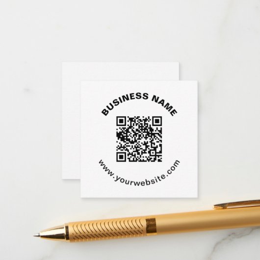 QR-Code mit Firmenname Fett Kreistext Begleitkarte (Vorderseite/Rückseite Beispiel)