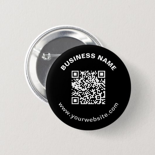 QR-Code mit Firmenname Fett Kreistext Button (Vorne & Hinten)