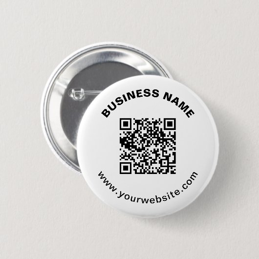QR-Code mit Firmenname Fett Kreistext Button (Vorne & Hinten)