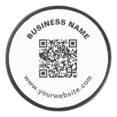QR-Code mit Firmenname Fett Kreistext Eishockey Puck (Vorderseite)