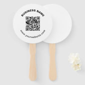 QR-Code mit Firmenname Fett Kreistext Fächer (Vorne und Hinten)