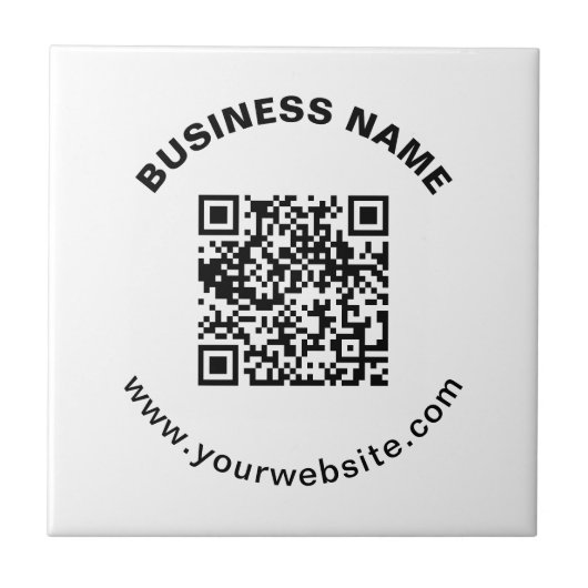 QR-Code mit Firmenname Fett Kreistext Fliese (Vorderseite)